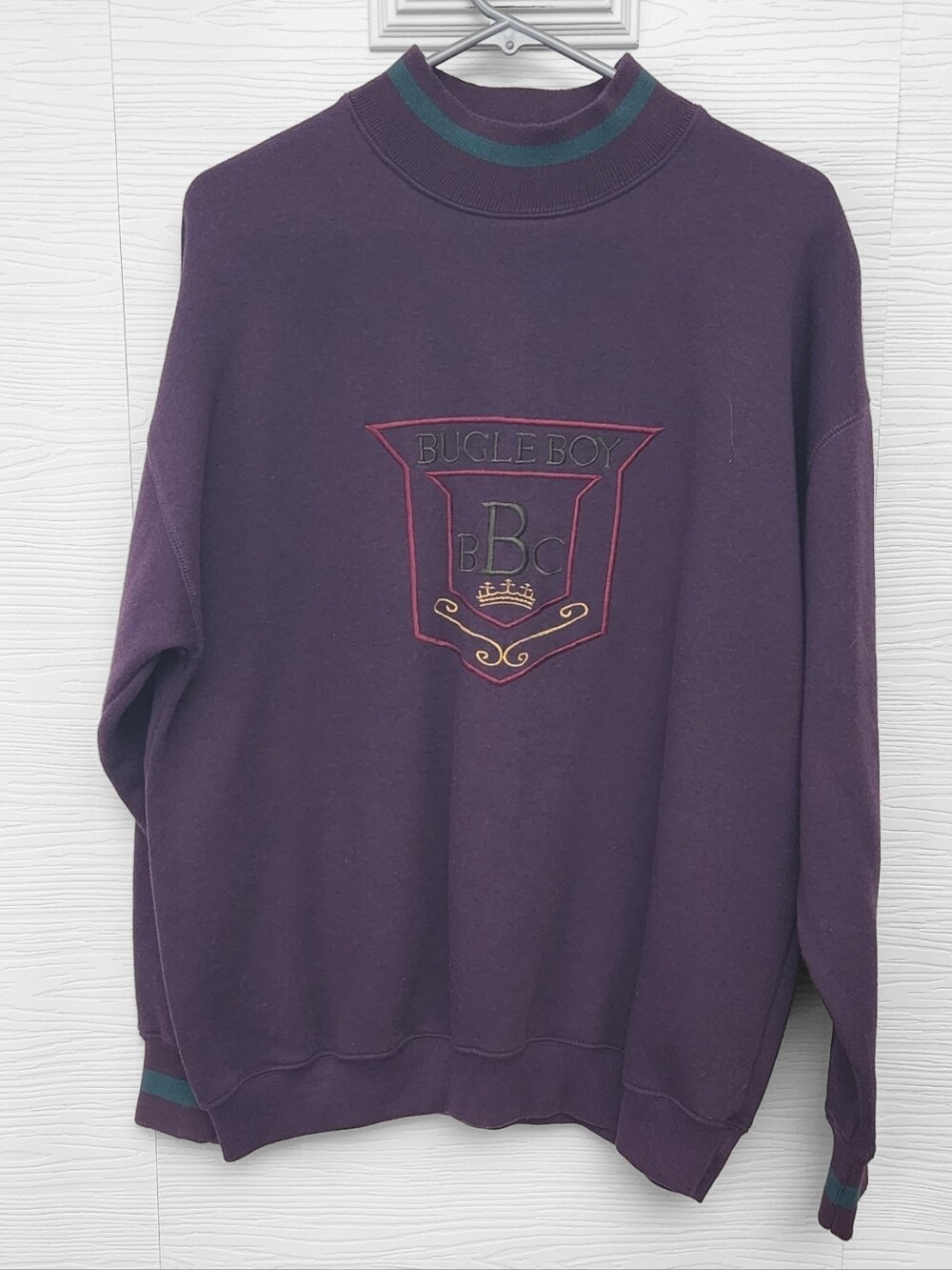 Vintage Bugle Boy Co Embroidered Logo Crewneck Sweatshirt Purple USA 90s Adult L